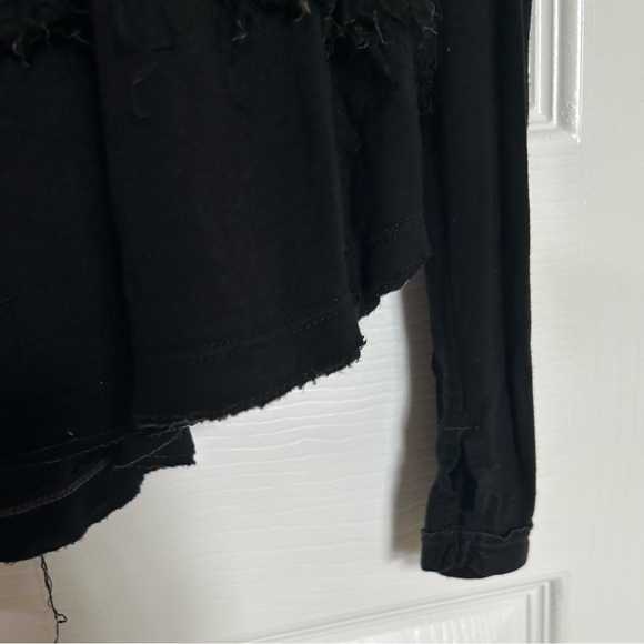 We the Free People Black Laguna oversized long sleeve shirt distressed used Med - Picture 6 of 8
